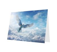 PHAYAH 10 fogli di biglietti per le vacanze con nuvole blu con uccello, busta rosa, adatti come biglietti di invito per matrimoni e feste