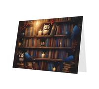 PHAYAH 10 fogli Magic Bookstore biglietti di auguri con busta rossa, adatti come biglietti di invito per anniversario di matrimonio e feste