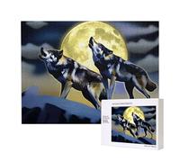 Phayah 500 Pezzi Puzzle Adulto Bambini Puzzle In Legno Giocattolo Kit Home Decor 52 X 38 Cm Due Lupi Fischiano alla Luna Modello