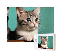 Phayah 500 Pezzi Puzzle Adulto Bambini Puzzle In Legno Giocattolo Kit Home Decor 52 X 38 Cm Un Curioso Motivo Gatto