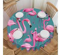 PHAYAH A Flock Of Flamingos Pattern Laciness Tovaglia Rotonda 152 cm Tavolo Tessuto Casale Decorativo Per Vacanze Casa Festa Buffet Party