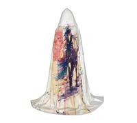 PHAYAH Acquarello modello cavallo Halloween adulto con cappuccio accappatoio mantello, donne uomini Halloween Dress Up Party Cosplay costumi L