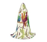 PHAYAH Acquarello uccello modello Halloween stregoneria stregoneria con cappuccio mantello Natale felpa con cappuccio cosplay festa in maschera vestito regalo M