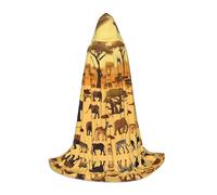 PHAYAH African Grassland Animals Pattern Poncho con cappuccio Unisex Natale Felpa con cappuccio per Cosplay Halloween Costume Party Masquerade Medium