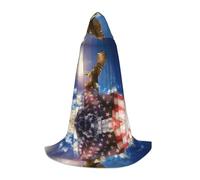 PHAYAH American Usa Flag Eagle Art Pattern Halloween adulto con cappuccio veste mantello, donne uomini Halloween Dress Up Party Cosplay costumi S