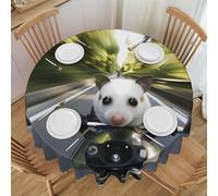 PHAYAH Animal Riding A Car Pattern Laciness Tovaglia Rotonda 152 cm Tavolo Tessuto Casale Decorativo Per Vacanze Casa Festa Buffet Party