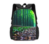 PHAYAH Bamboo Forest Pattern Zaino 16.5 "18l Grande Capacità Spallacci Regolabili Borsa Semplice Per Tutti