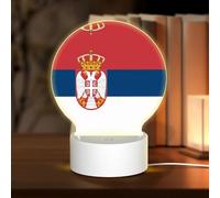 PHAYAH Bandiera della Serbia Modello Rotondo Decorative Night Lights con USB Plug in Lampada da Tavolo con 3 Modalità di Luce Regolabile per Camera Da Letto Soggiorno Caffè