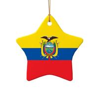 Phayah Bandiera dell'Ecuador Modello Ceramica Bandiera dell'Ecuador Ornamenti Albero di Natale, Famiglia Capodanno Casa Souvenir per Incontri