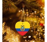 Phayah Bandiera dell'Ecuador modello in ceramica a forma di cuore ornamenti albero di Natale, Capodanno famiglia casa souvenir per riunioni
