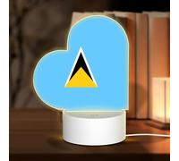PHAYAH Bandiera di Santa Lucia Modello Cuore Luci Notte Decorative con USB Plug in Lampada da Tavolo con 3 Modalità di Luce Regolabile per Camera da Letto Soggiorno Cafe