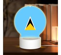 PHAYAH Bandiera di Santa Lucia Modello Rotondo Decorative Night Lights con USB Plug in Lampada da Tavolo con 3 Modalità di Luce Regolabile per Camera da Letto Soggiorno Caffè