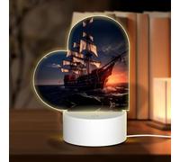 PHAYAH Barca a forma di cuore che naviga nella luce della stanza della luce notturna del USB del modello del tramonto