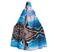 PHAYAH Beach Lighthouse Pattern Halloween stregoneria stregoneria accappatoio con cappuccio mantello Natale felpa con cappuccio Cosplay festa in maschera vestito regalo costume
