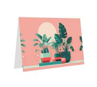 PHAYAH Bellissimi biglietti di auguri vuoti con motivo piante verdi in vaso, con buste, 10,2 x 15,2 cm, biglietti di ringraziamento per Natale, vacanze, compleanno, laurea, anniversario, bianco