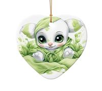 Phayah Big Eyed Elephant Pattern Ceramica a Forma di Cuore Ornamento Albero di Natale Capodanno Casa Souvenir Per Incontri Decorazione Appeso