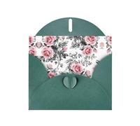 PHAYAH Biglietti di auguri bianchi con motivo floreale ad acquerello con rose, con buste, 10,2 x 15,2 cm, biglietti di ringraziamento per Natale, vacanze, compleanno, laurea, anniversario, verde scuro