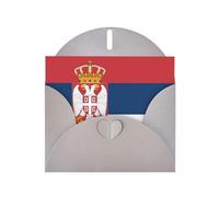 PHAYAH Biglietti di auguri con bandiera della Serbia (10 pezzi) con buste grigie, adatti per anniversari di matrimonio e inviti per feste