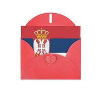 PHAYAH Biglietti di auguri con bandiera della Serbia, ideali per Natale, anniversari di matrimonio e inviti per feste, buste rosse abbinate
