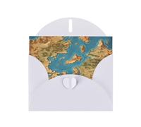 PHAYAH Biglietti di auguri con mappe antiche (10 pezzi) con buste bianche, adatti per anniversari di matrimonio e inviti per feste