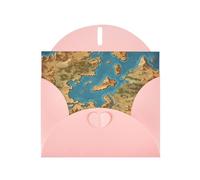 PHAYAH Biglietti di auguri con mappe antiche (10 pezzi) con buste rosa, adatti per anniversari di matrimonio e inviti per feste