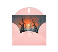 PHAYAH Biglietti di auguri vuoti con albero morto al tramonto, 10 pezzi, con buste rosa, per Natale, anniversari di matrimonio e inviti per feste