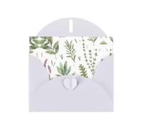 PHAYAH Biglietti di auguri vuoti con buste, 10,2 x 15,2 cm, con foglie e rami di salvia con fiori verdi, 10,2 x 15,2 cm, per Natale, vacanze, compleanno, laurea, anniversario, bianco