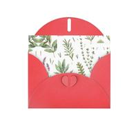 PHAYAH Biglietti di auguri vuoti con buste, 10,2 x 15,2 cm, motivo con foglie e rami di salvia con fiori verdi, 10,2 x 15,2 cm, per Natale, vacanze, compleanno, laurea, anniversario, rosso
