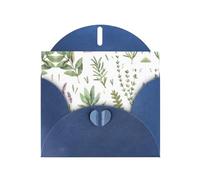 PHAYAH Biglietti di auguri vuoti con buste, 10,2 x 15,2 cm, motivo con foglie e rami di salvia con fiori verdi, 10,2 x 15,2 cm, per Natale, vacanze, compleanno, laurea, anniversario, blu