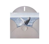 PHAYAH Biglietti di auguri vuoti con motivo balena sopra l'acqua del mare, con buste, 10,2 x 15,2 cm, biglietti di ringraziamento per Natale, vacanze, compleanno, laurea, anniversario, grigio