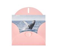 PHAYAH Biglietti di auguri vuoti con motivo balena sopra l'acqua del mare, con buste, 10,2 x 15,2 cm, biglietti di ringraziamento per Natale, vacanze, compleanno, laurea, anniversario, rosa