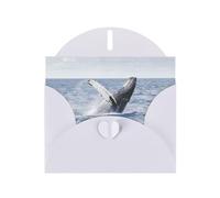PHAYAH Biglietti di auguri vuoti con motivo balena sopra l'acqua del mare, con buste, 10,2 x 15,2 cm, biglietti di ringraziamento per Natale, vacanze, compleanno, laurea, anniversario, bianco