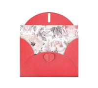 PHAYAH Biglietti di auguri vuoti con motivo floreale ad acquerello con buste, 10,2 x 15,2 cm, biglietti di ringraziamento per Natale, vacanze, compleanno, laurea, anniversario, rosso