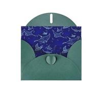 PHAYAH Biglietti di auguri vuoti con motivo Manta Ray e pesce, con buste, 10,2 x 15,2 cm, biglietti di ringraziamento per Natale, vacanze, compleanno, laurea, anniversario, verde scuro