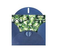 PHAYAH Biglietti di auguri vuoti con motivo palma con foglie verdi, con buste, 10,2 x 15,2 cm, biglietti di ringraziamento per Natale, vacanze, compleanno, laurea, anniversario, blu