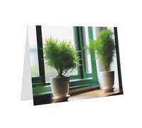 PHAYAH Biglietti di auguri vuoti con motivo piante verdi con buste, 10,2 x 15,2 cm, biglietti di ringraziamento per Natale, vacanze, compleanno, laurea, anniversario, bianco