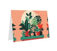 PHAYAH Biglietti di auguri vuoti con motivo piante verdi in vaso da interno con buste 10,2 x 15,2 cm, biglietti di ringraziamento per Natale, vacanze, compleanno, laurea, anniversario, grigio