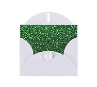 PHAYAH Biglietti di auguri vuoti con paillettes verdi con buste 10,2 x 15,2 cm, biglietti di ringraziamento per Natale, vacanze, compleanno, laurea, anniversario, bianco
