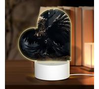 PHAYAH Black Hawk Pattern Luce Notturna a Forma di Cuore Led Ligh Base con Cavo USB Regolabile 3 Colori per Adulti Bambino Camera da Letto