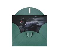 PHAYAH Black Swan - Biglietti di auguri galleggianti (10 pezzi) con buste verde scuro, adatti per anniversari di matrimonio e inviti per feste
