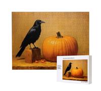 Phayah Blackbird Pumpkin Puzzle per adulti 500 pezzi. Decorazione per la casa festa di compleanno per uomini donne 50,4 x 38,1 cm