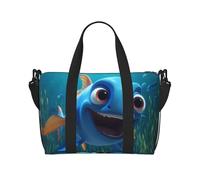 Phayah Blue Fish - Borsone da viaggio con grande bocca, ideale per la scuola o il viaggio durante la notte