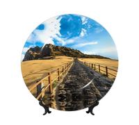 PHAYAH Bone China Piatto Decorativo con Supporto Isola Jeju Corea Modello per Ufficio Cucina Tavolo Da Parete Decorazione Appeso 15,2 cm