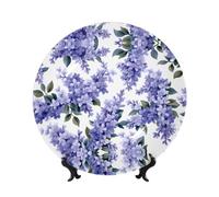 PHAYAH Bone China Piatto Decorativo Con Supporto Un Sacco Di Lillà Modello Per Ufficio Cucina Tavolo Da Parete Appeso Decorazione 10 pollici