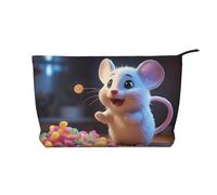 PHAYAH Borsa cosmetica a forma di gnomo natalizio portatile di grande capacità borsa cosmetica in velluto a coste con cerniera borsa da viaggio, Topo Mangiare Candy, Taglia unica