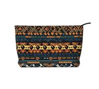 PHAYAH Borsa cosmetica colorata con motivo a palline cosmetiche portatile di grande capacità borsa cosmetica in velluto a coste con cerniera borsa da viaggio, Struttura etnica tribale africana, Taglia