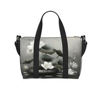 Phayah Borsa da donna con fiore di loto bianco, borsone da viaggio, borsa da viaggio per il fine settimana, sport, palestra, borsa a tracolla