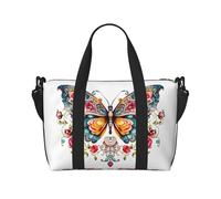 Phayah Borsa da viaggio a tracolla con fiori e farfalle, ideale per la scuola o il viaggio notturno