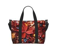 Phayah Borsa da viaggio con fiori di carta rossa per donne, borsone da viaggio per il fine settimana, borsa sportiva da palestra, borsa a tracolla