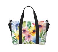 Phayah Borsa da viaggio con fiori e foglie da donna, borsa da viaggio per il fine settimana, sport, palestra, borsa a tracolla